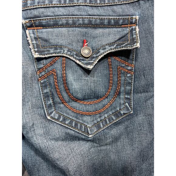 True Religion Mens Ricky Distressed Straight Flap Jeans Size 38 - Picture 1 of 12